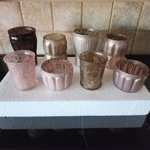 Vintage Style Glass Candle Holders Collection Pink Brown #2495